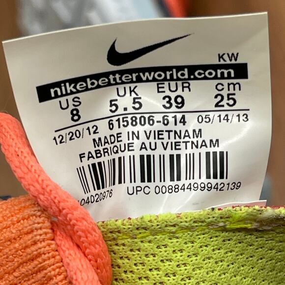 Nike Free Flyknit Shoes Womens Size 8 Orange Running Comfort Walking Gym Sneaker - Picture 8 of 8